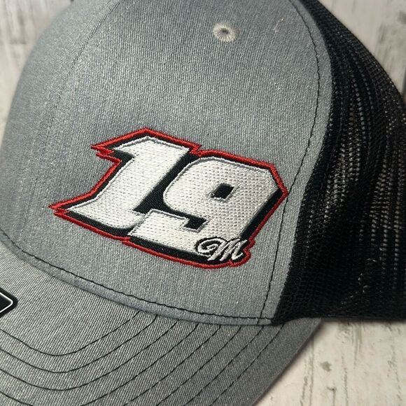 Richardson Original 112 Trucker Hat Cap Gray Black Adjustable 19 Racing - Picture 2 of 9